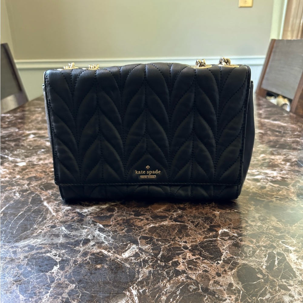 Kate Spade Black Quilted Chevron Shoulder Bag - Picture 3 of 4